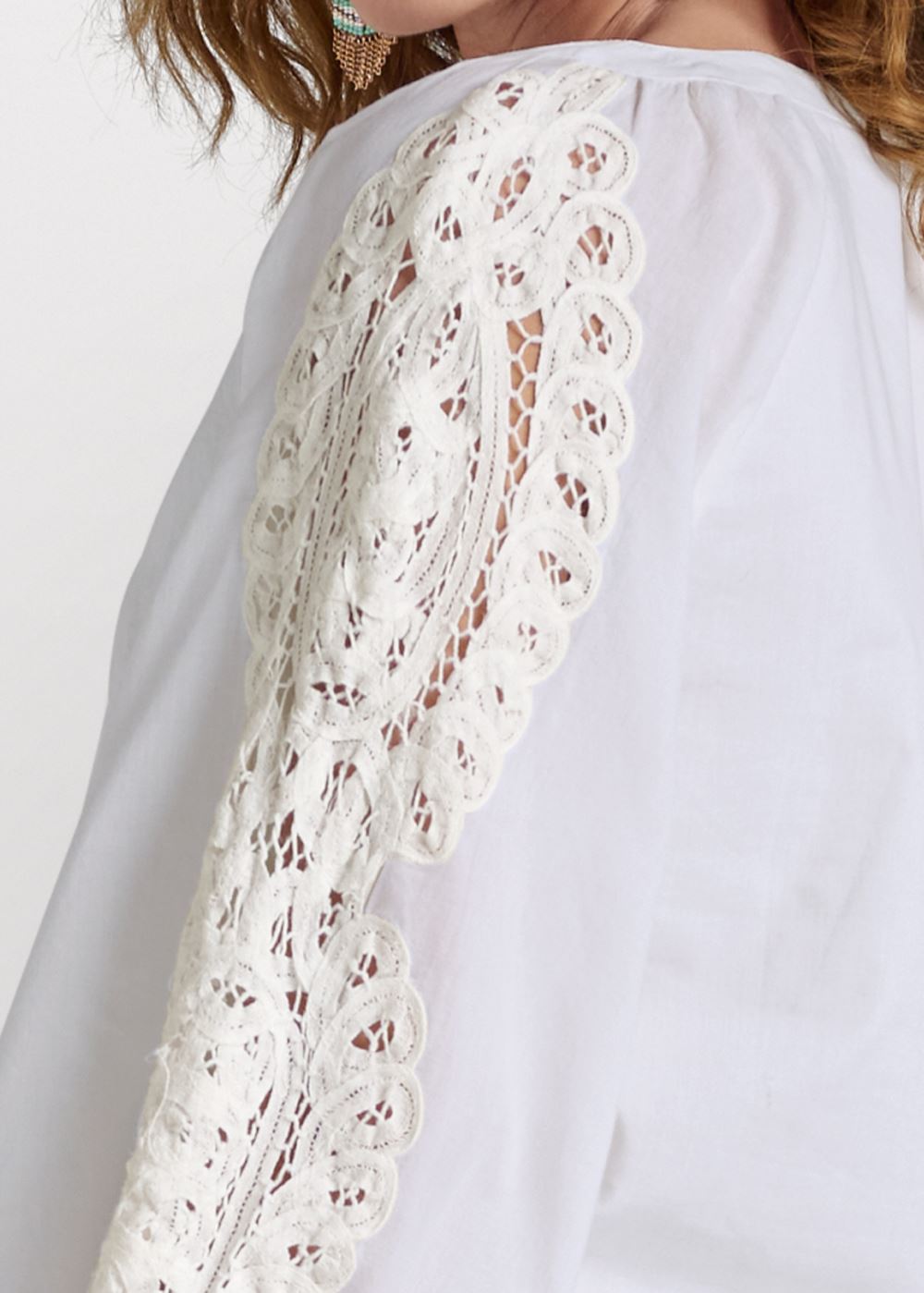 Venus Crochet Lace Detail Top in White