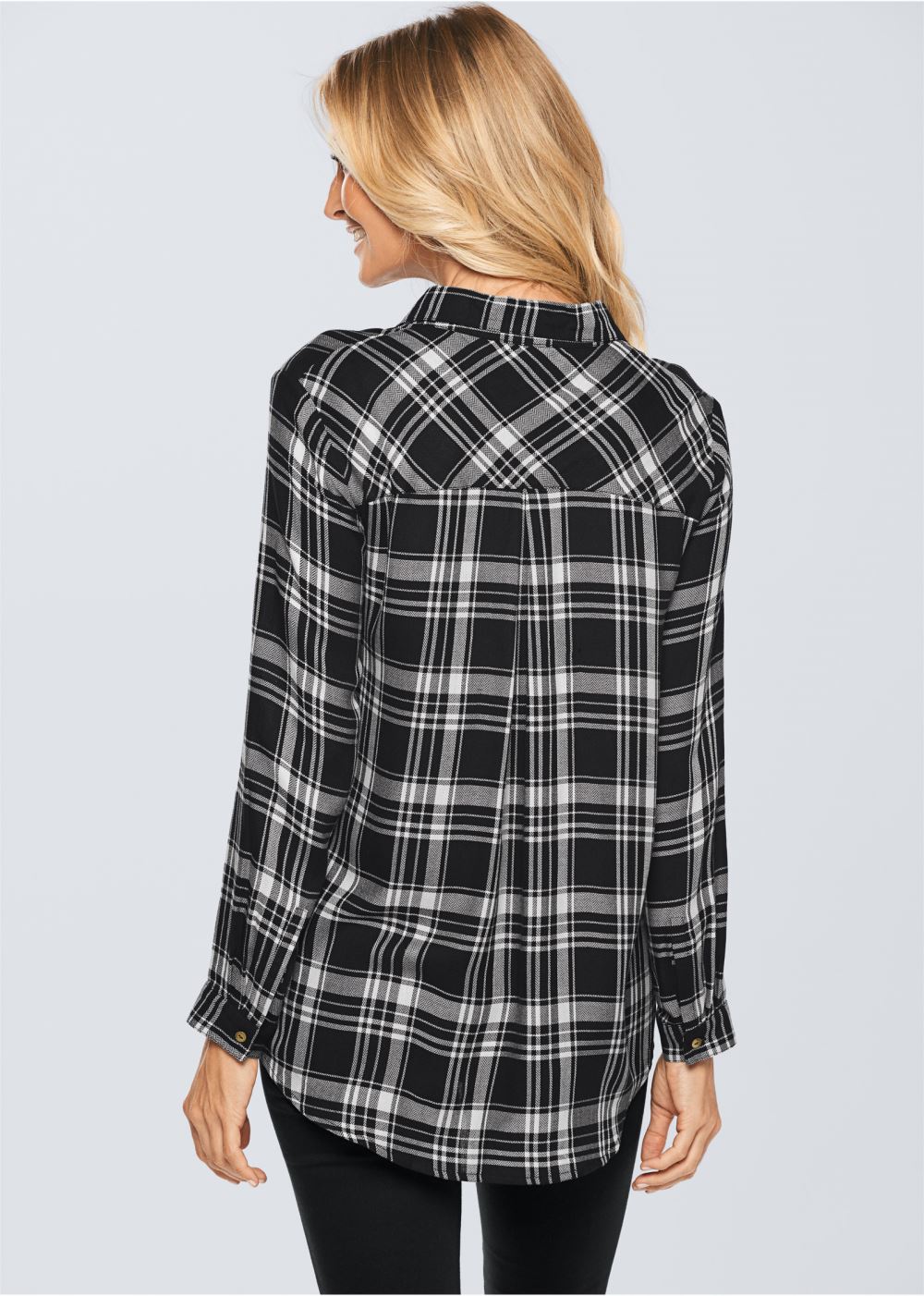 Venus Plaid Lace-Up Top in Black Multi