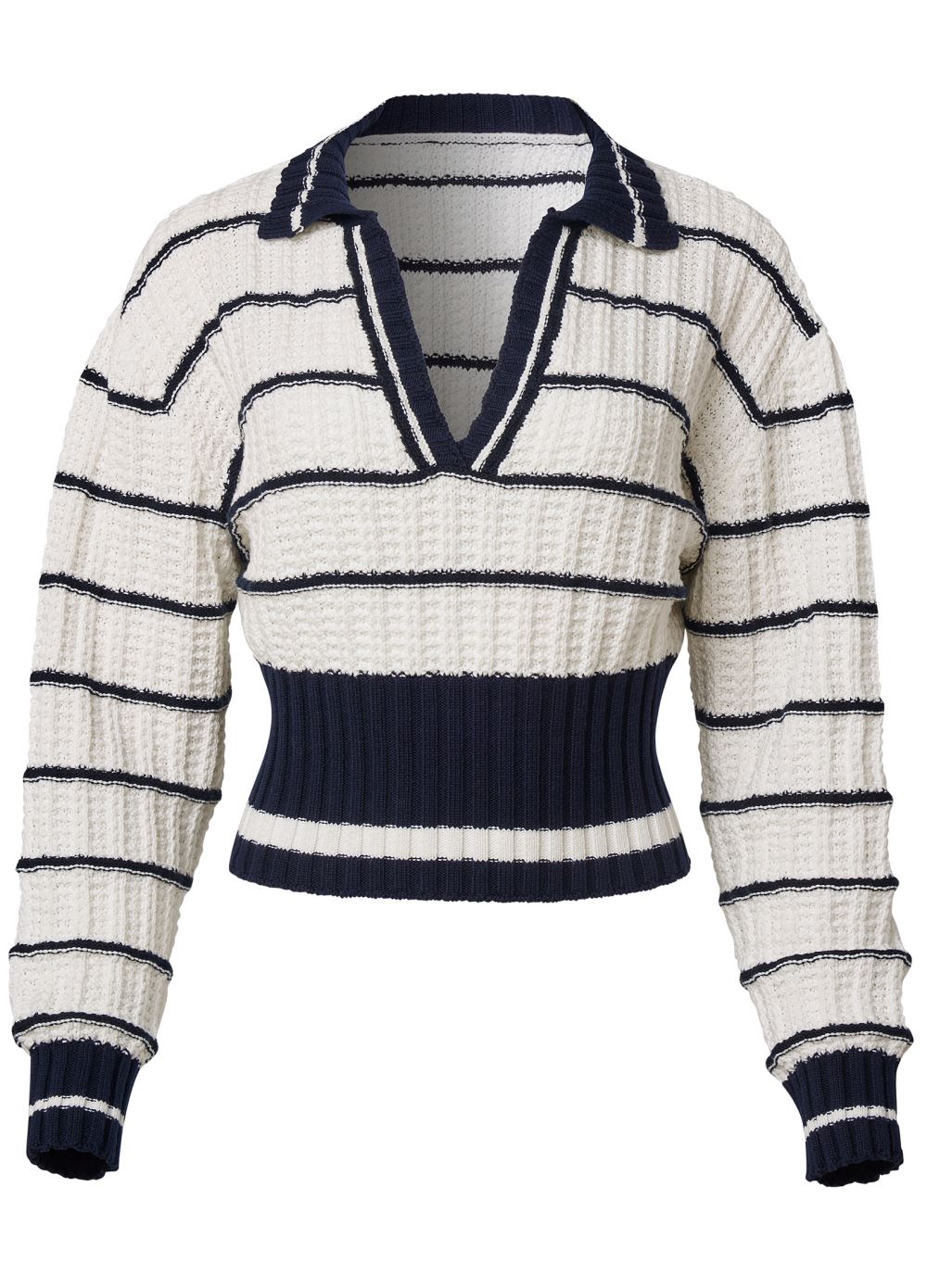 Venus VENUS | Collared V-Neck Sweater in Blue Multi