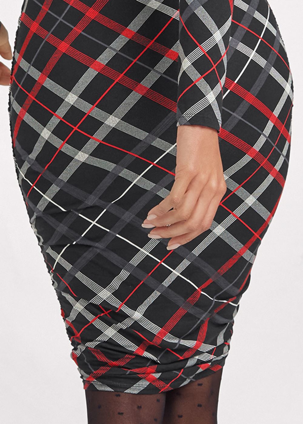Venus Long Sleeve Ruched Dress - Red Multi