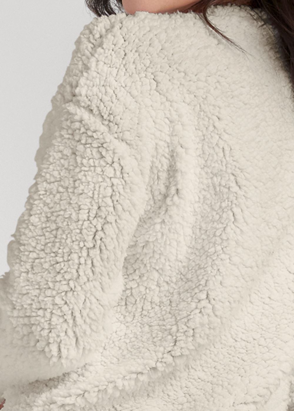Venus Snowflake Sherpa Sweatshirt in White & Red