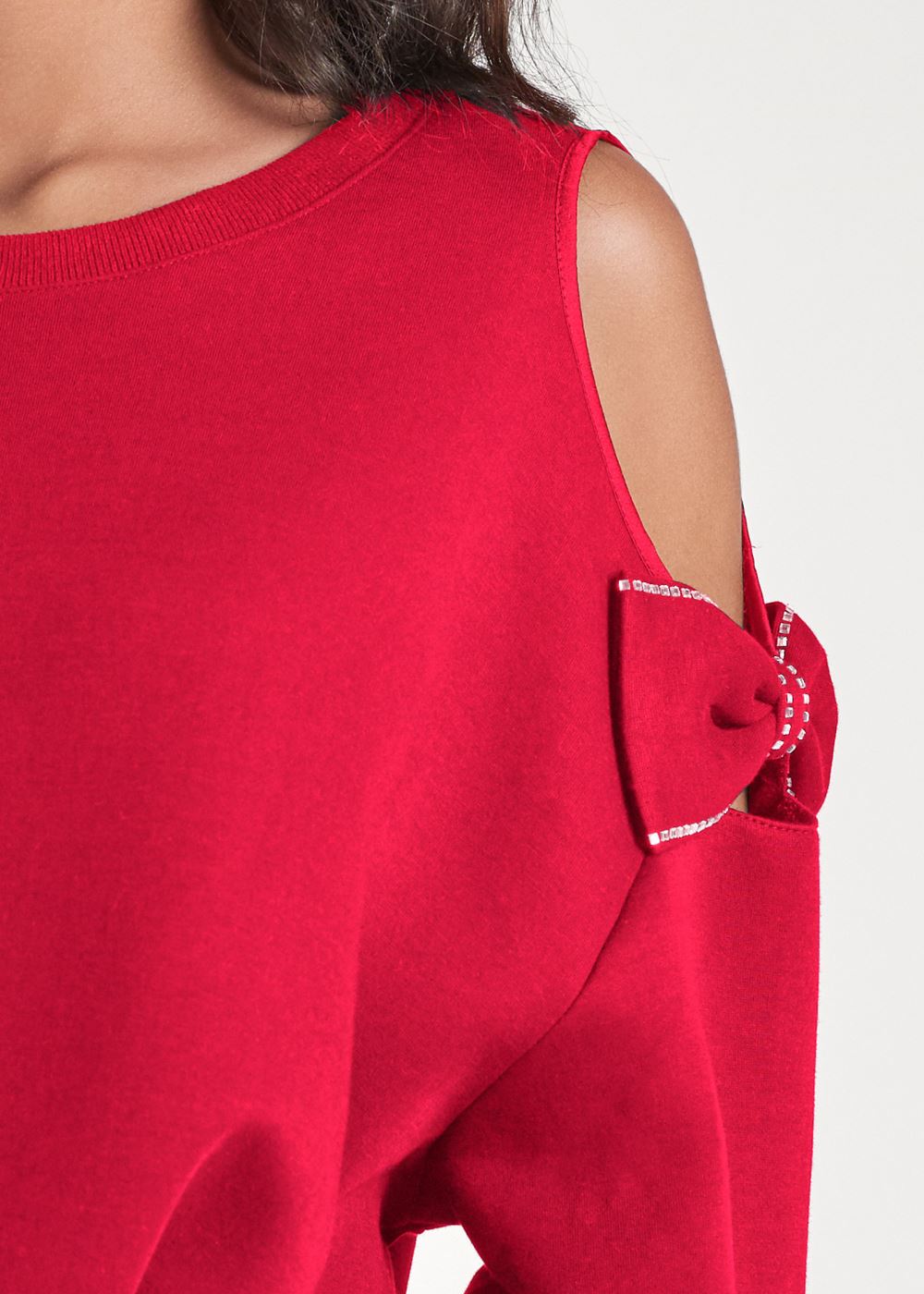 Venus Bow Tie Sleeve Sweatshirt in Red