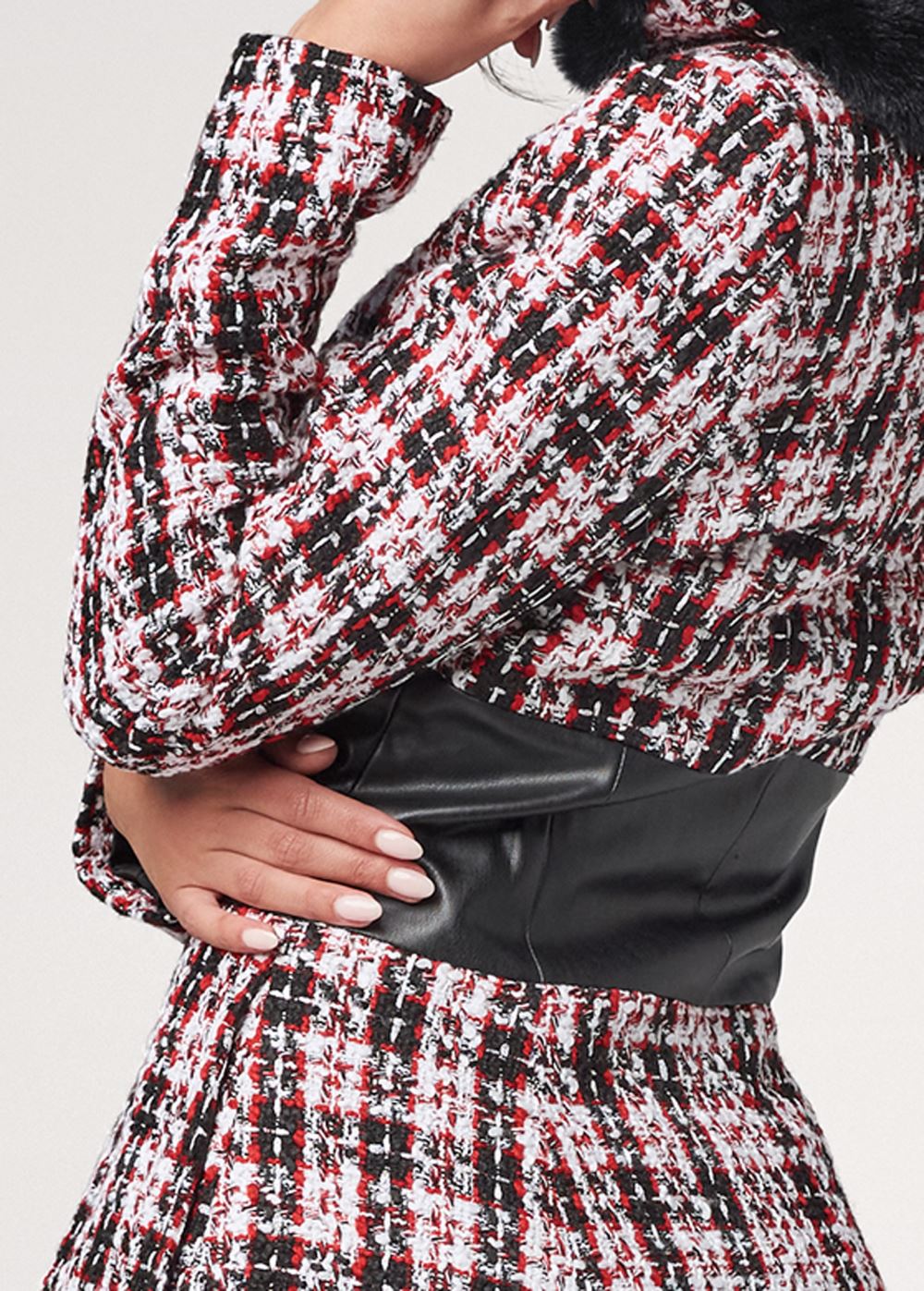 Venus Plaid Corset Coat in Black Multi