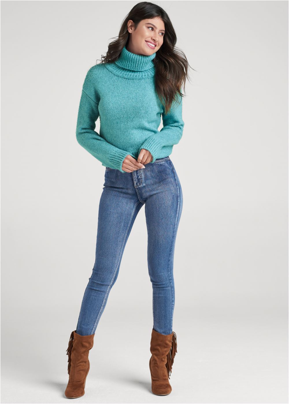 Venus VENUS | Open Back Turtle Neck in Aqua