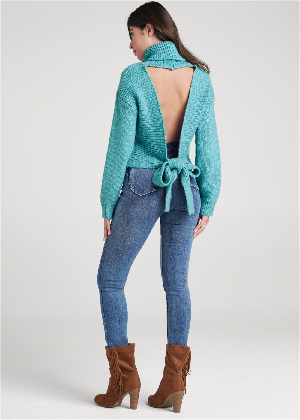 Venus VENUS | Open Back Turtle Neck in Aqua