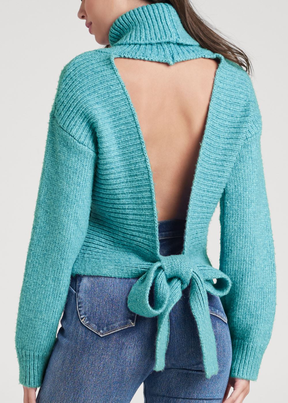 Venus VENUS | Open Back Turtle Neck in Aqua