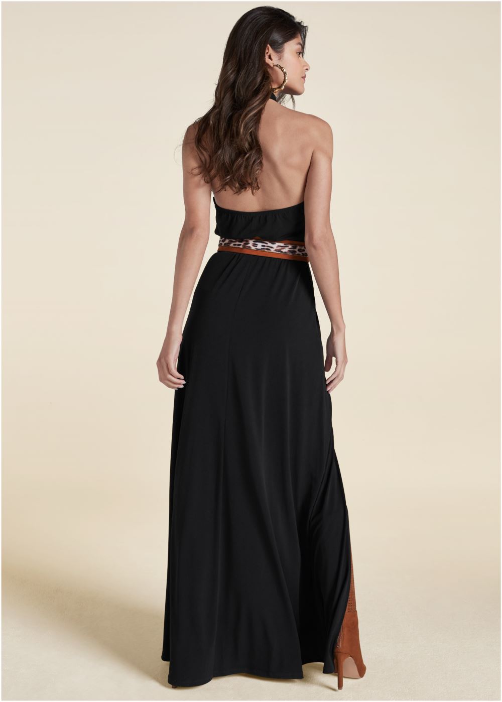 Venus Cross Neck Halter Dress - Black