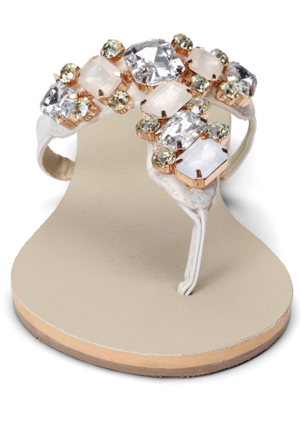 Venus Multi Color Stone Sandals in White