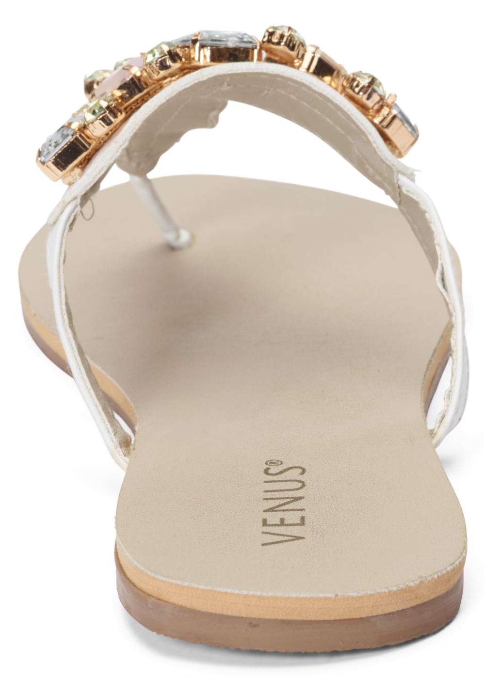 Venus Multi Color Stone Sandals in White