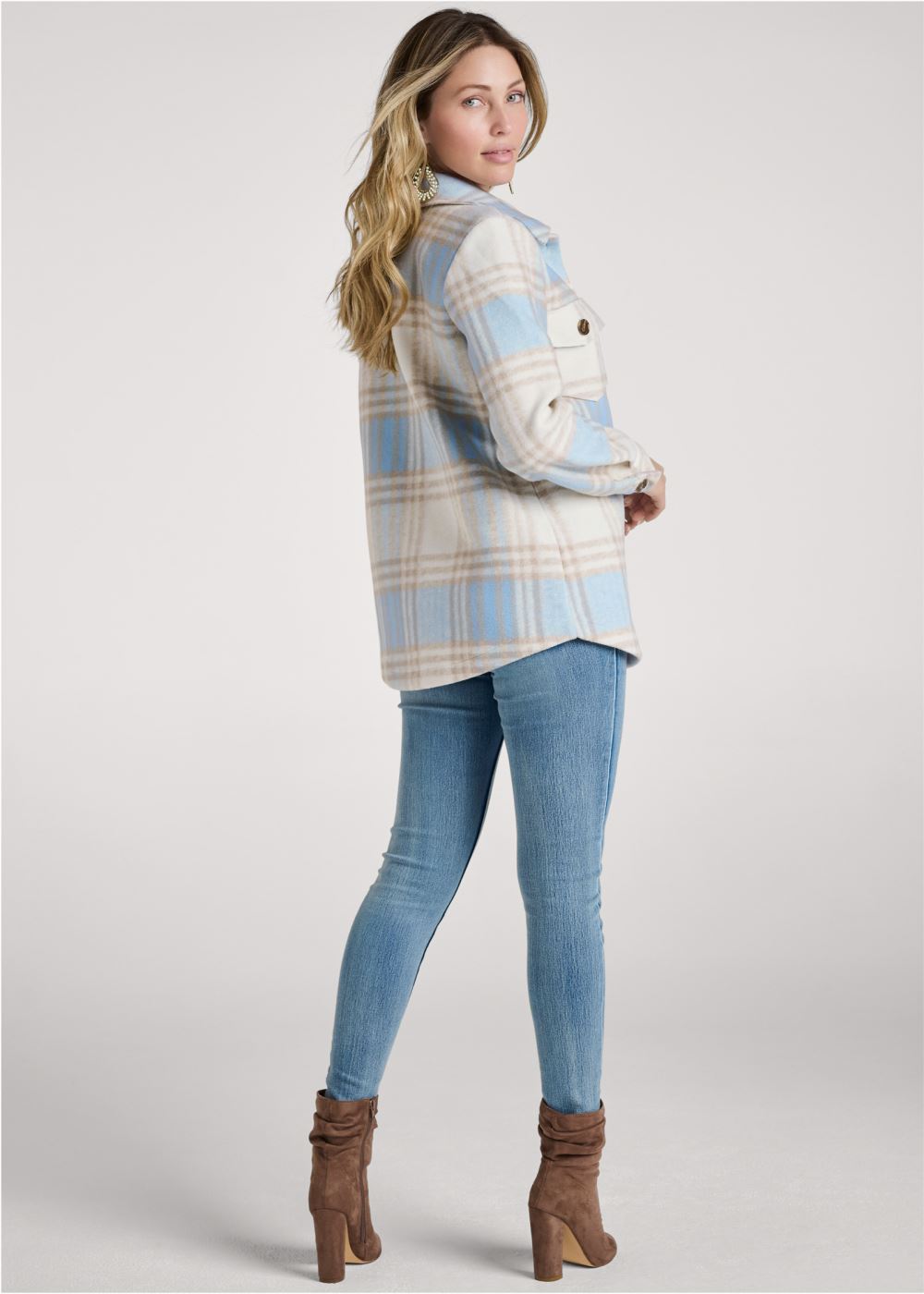 Venus Plaid Shacket in Blue Multi