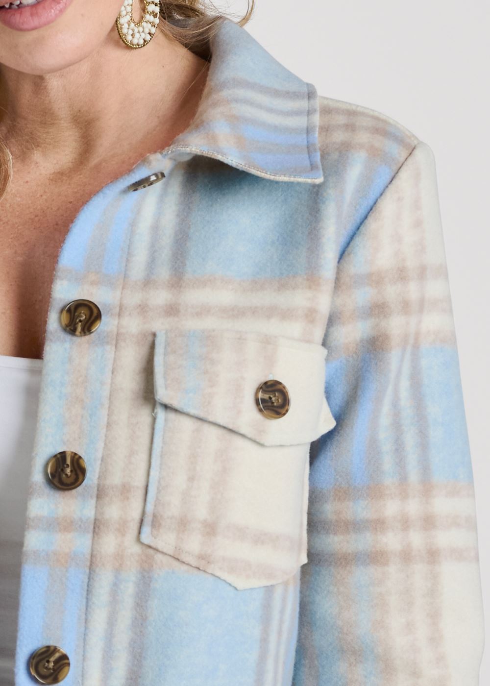 Venus Plaid Shacket in Blue Multi