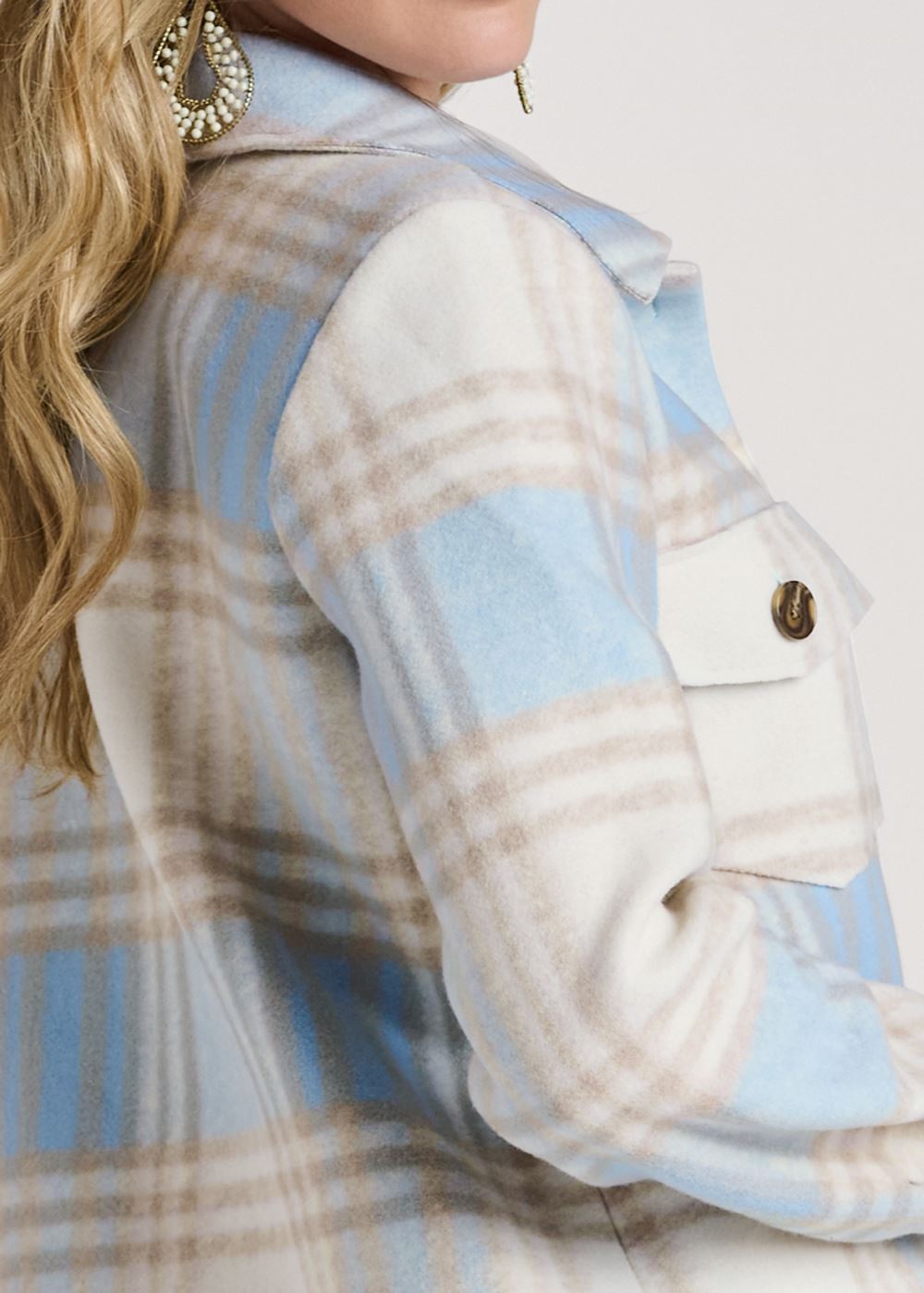 Venus Plaid Shacket in Blue Multi