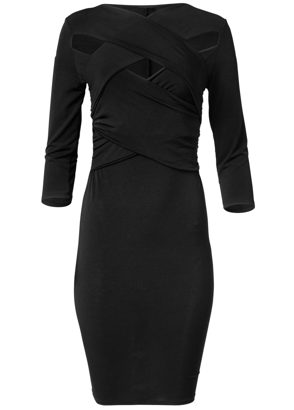 Venus Cross Front Bodycon Dress - Black