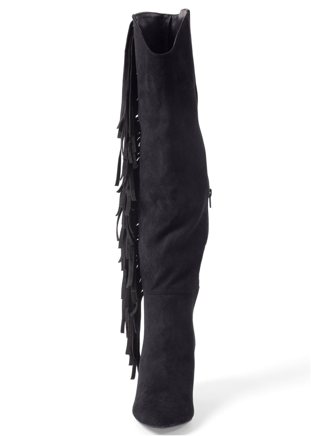 Venus Faux-Suede Fringe Boots in Black