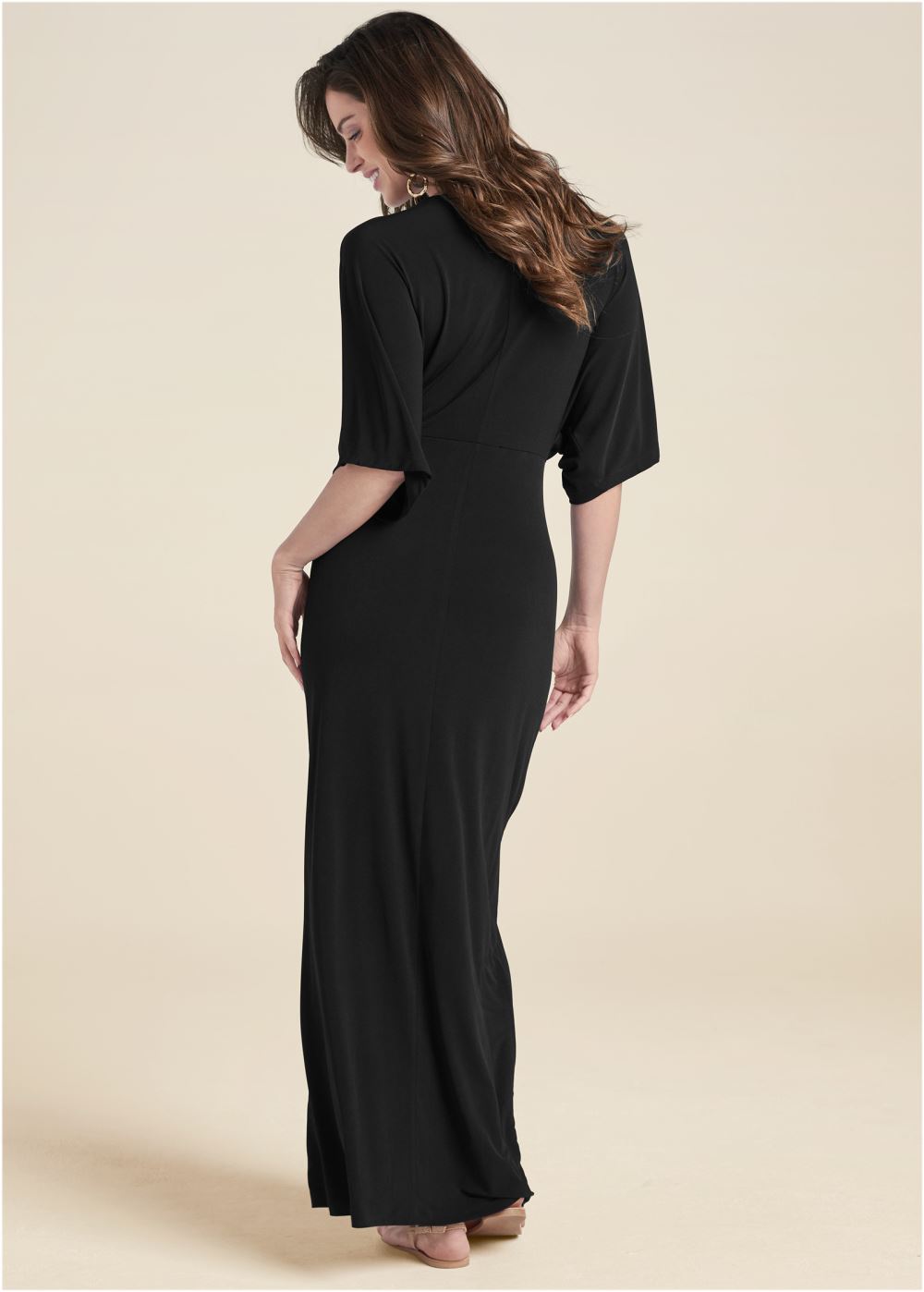 Venus Twist Front Maxi Dress - Black