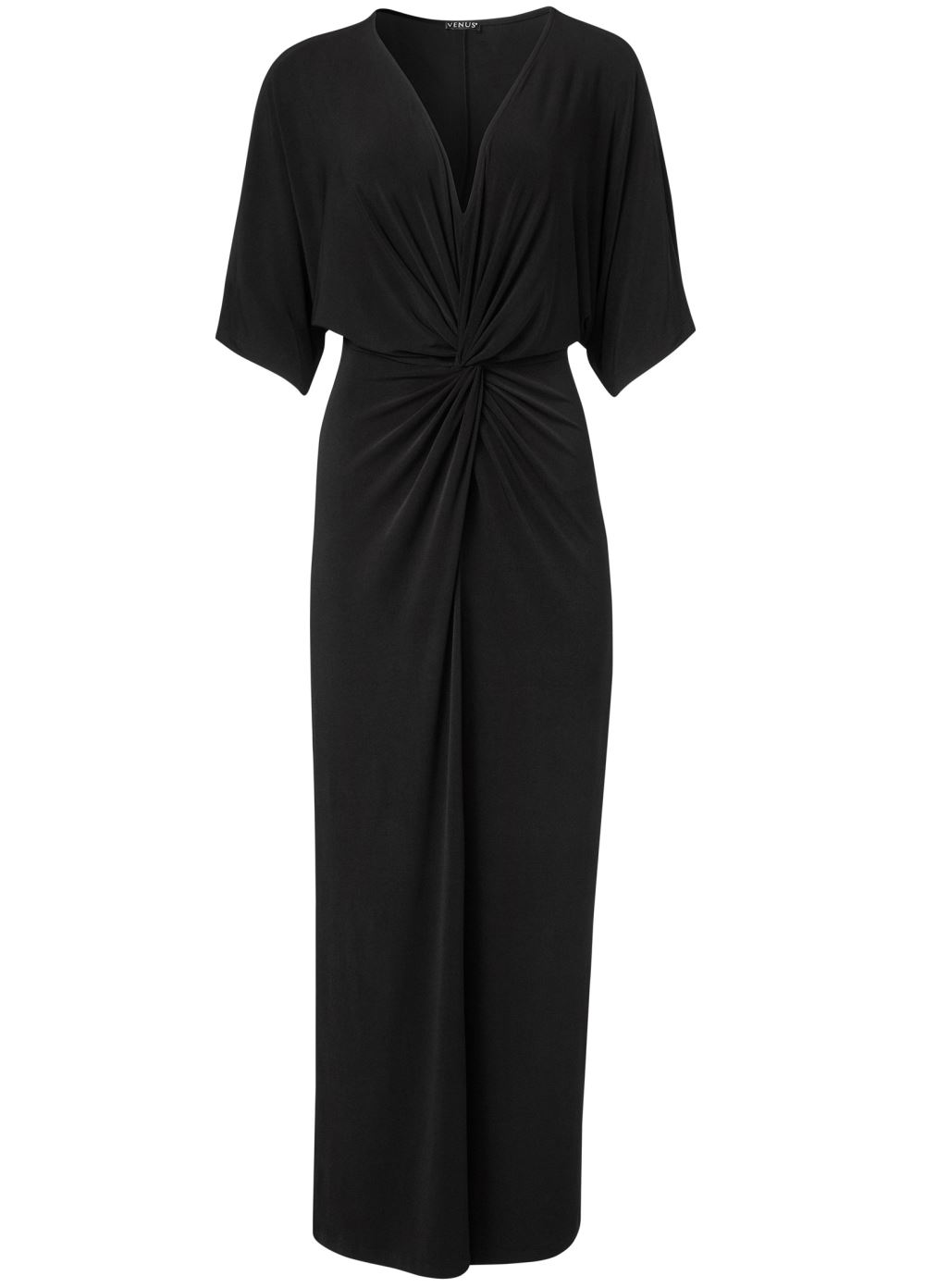 Venus Twist Front Maxi Dress - Black
