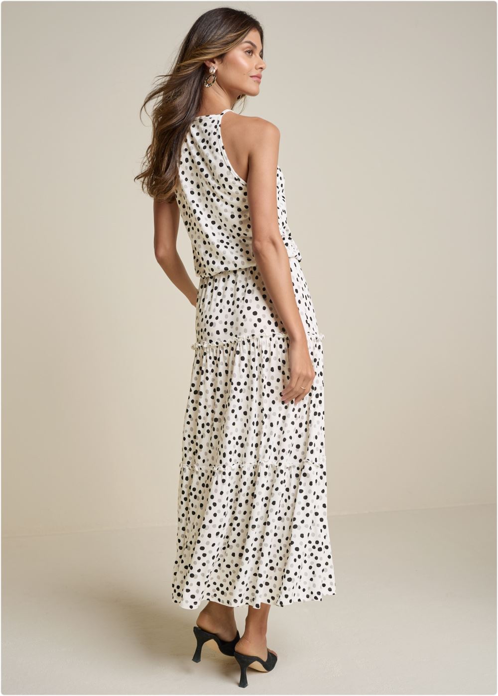 Venus Polka Dot Maxi Dress - White & Black
