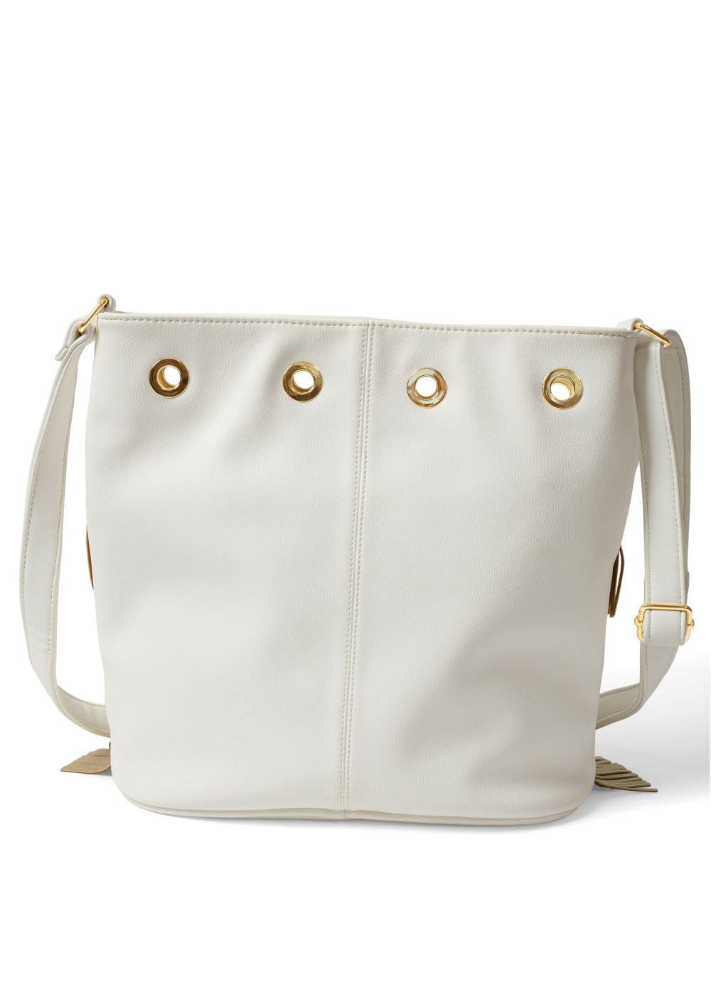 Venus Metallic Fringe Studded Bag in White
