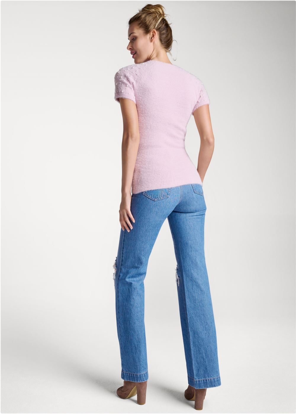 Venus VENUS | Pearl Short Sleeve Sweater in Lilac