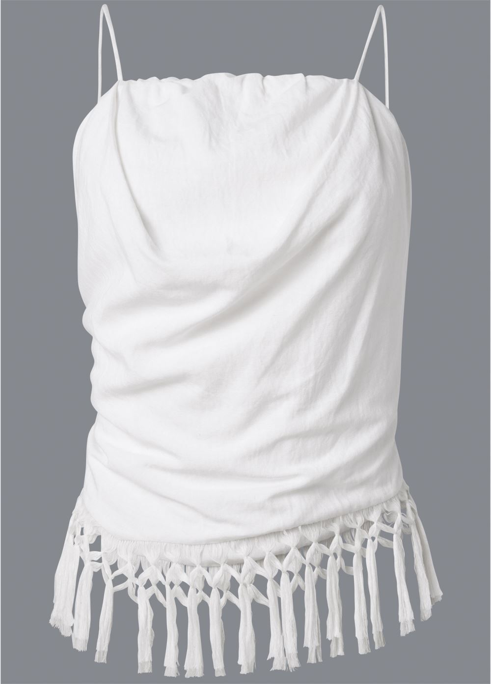 Venus Linen Fringe Top in White