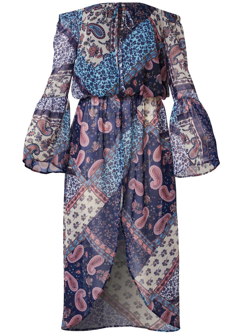 Venus Off-The-Shoulder Maxi Top in Navy Multi