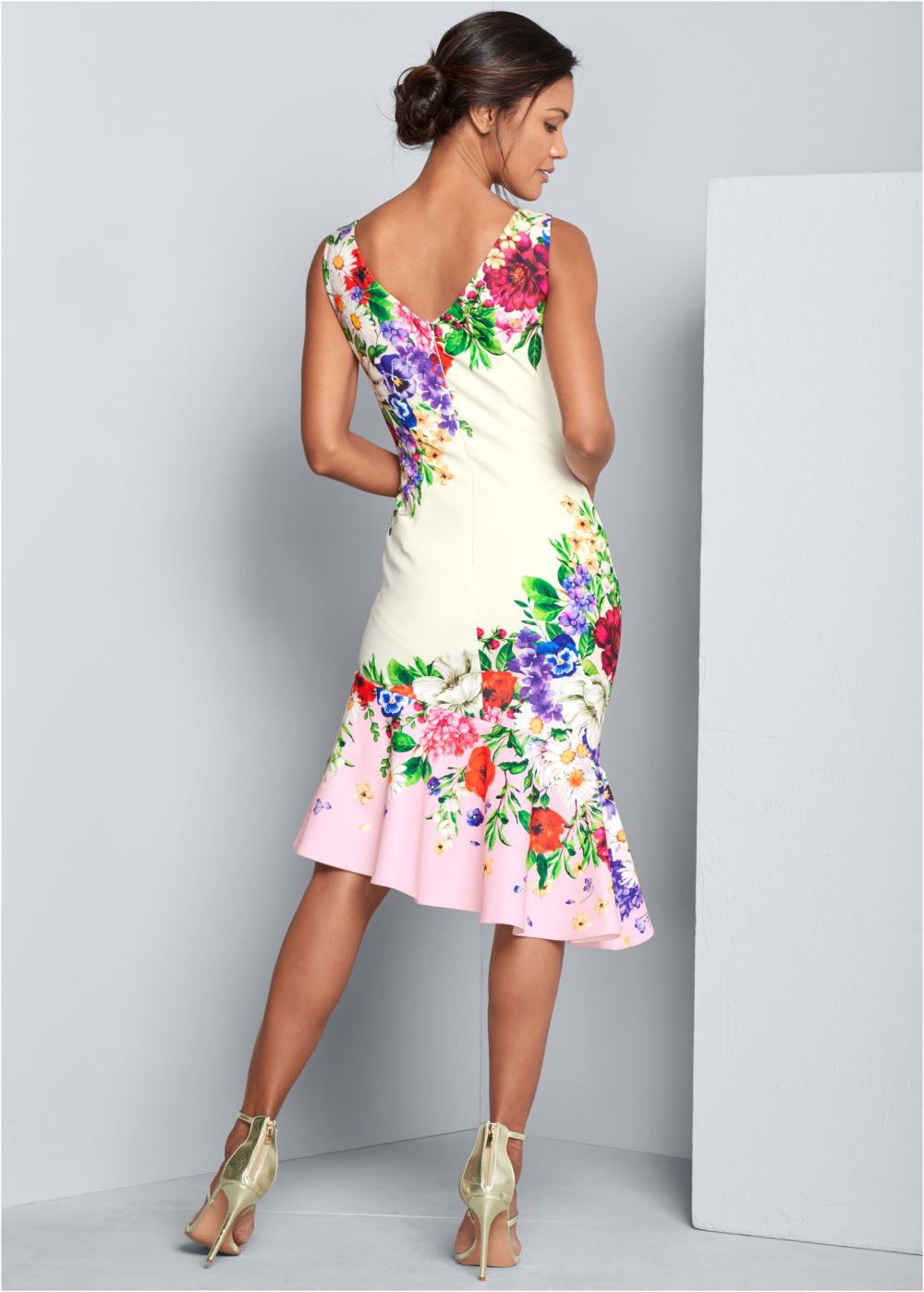 Venus Ruffle Trim Detail Dress - White Multi