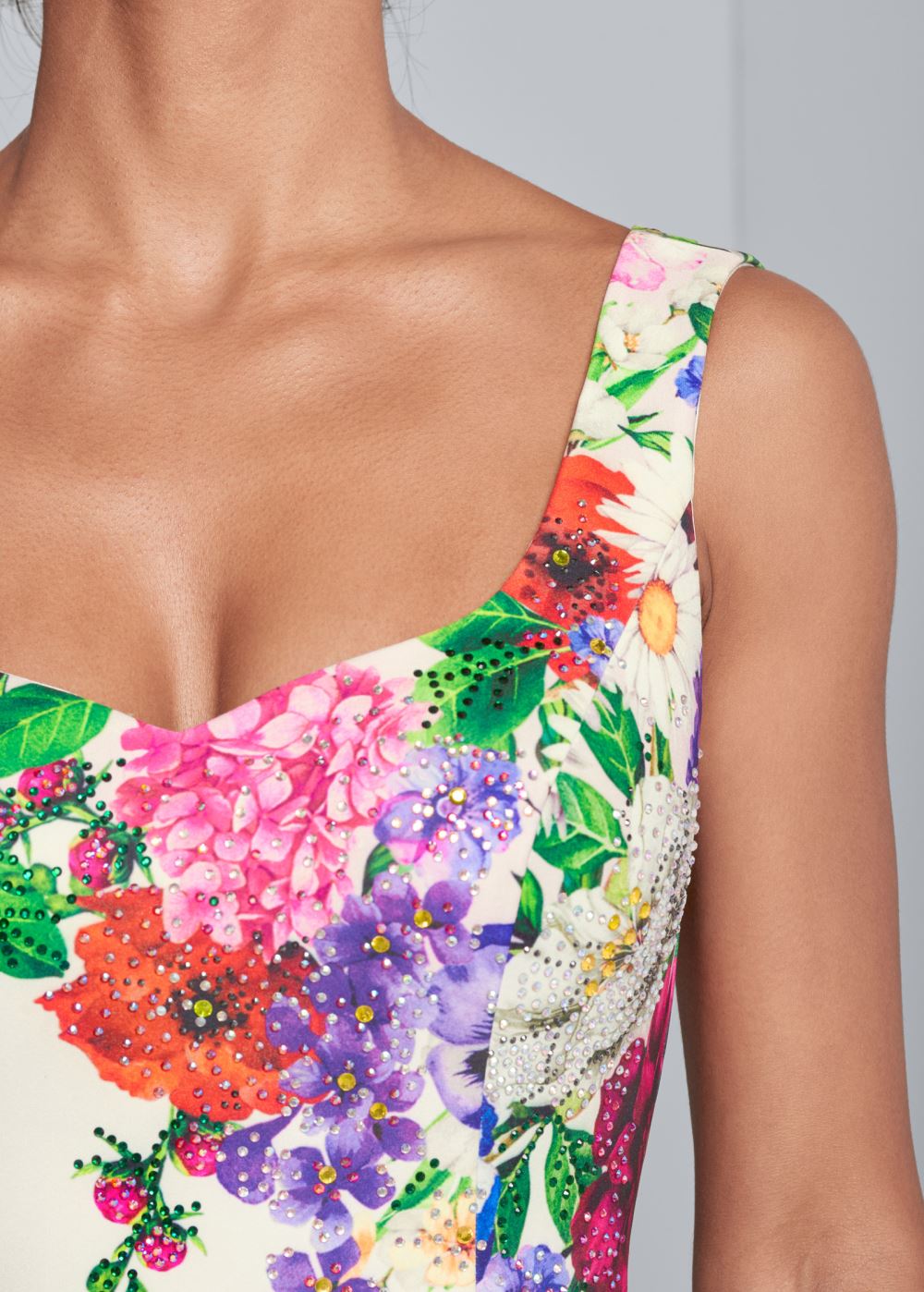 Venus Ruffle Trim Detail Dress - White Multi