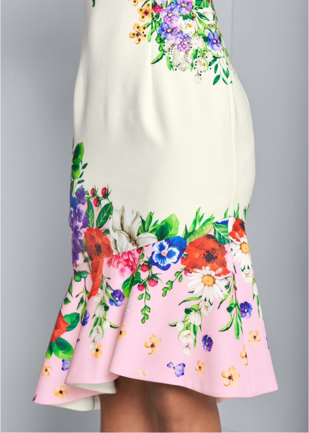 Venus Ruffle Trim Detail Dress - White Multi