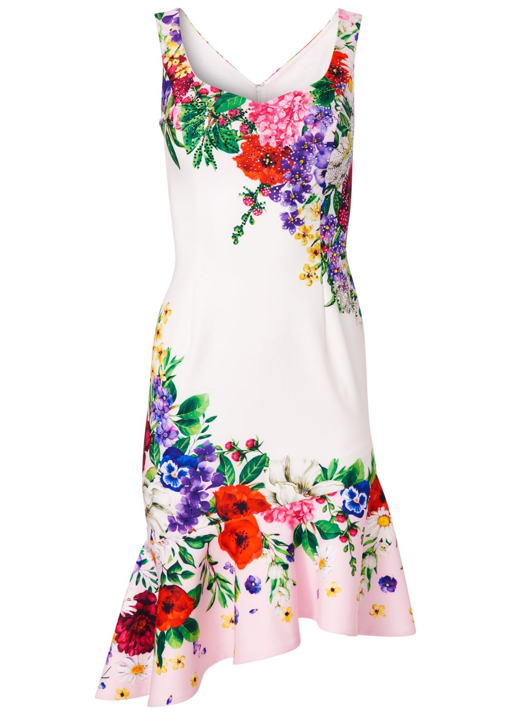 Venus Ruffle Trim Detail Dress - White Multi