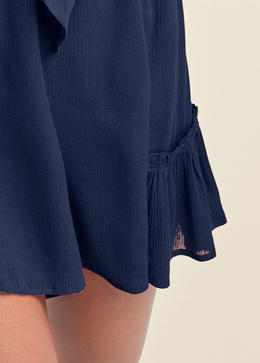 Venus Strapless Smocked Romper in Navy