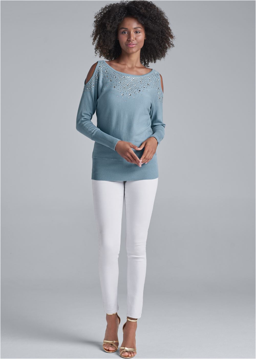 Venus VENUS | Cold-Shoulder Sweater in Blue