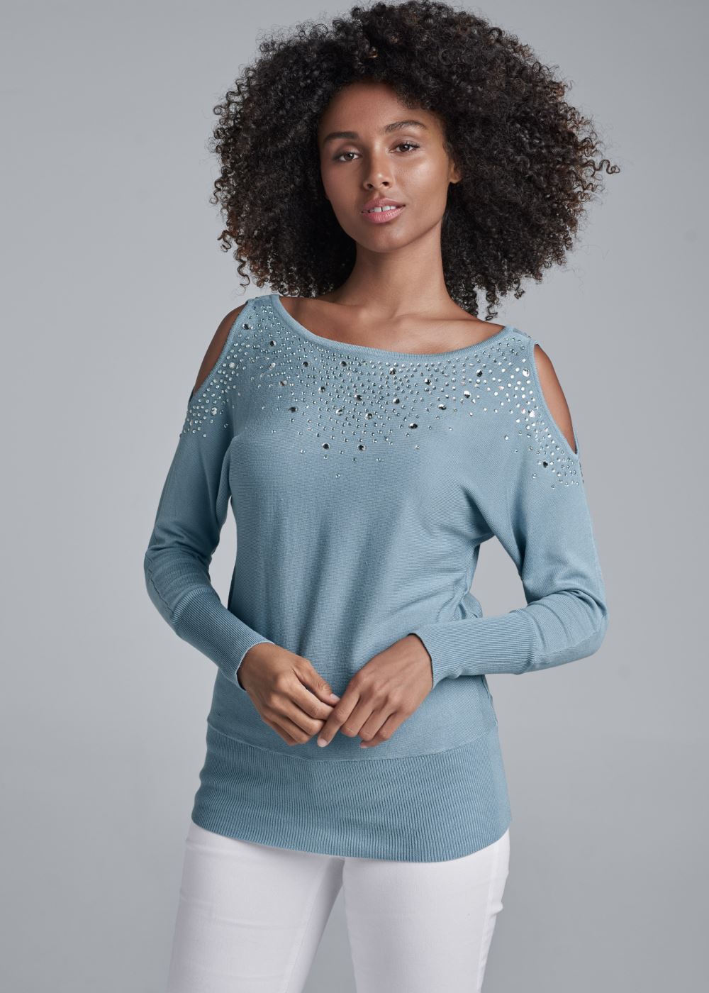 Venus VENUS | Cold-Shoulder Sweater in Blue