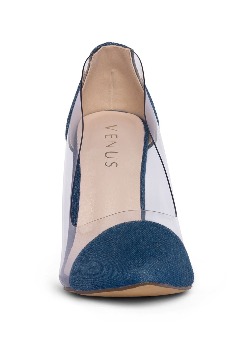 Venus Lucite Detail Heels in Denim Blue