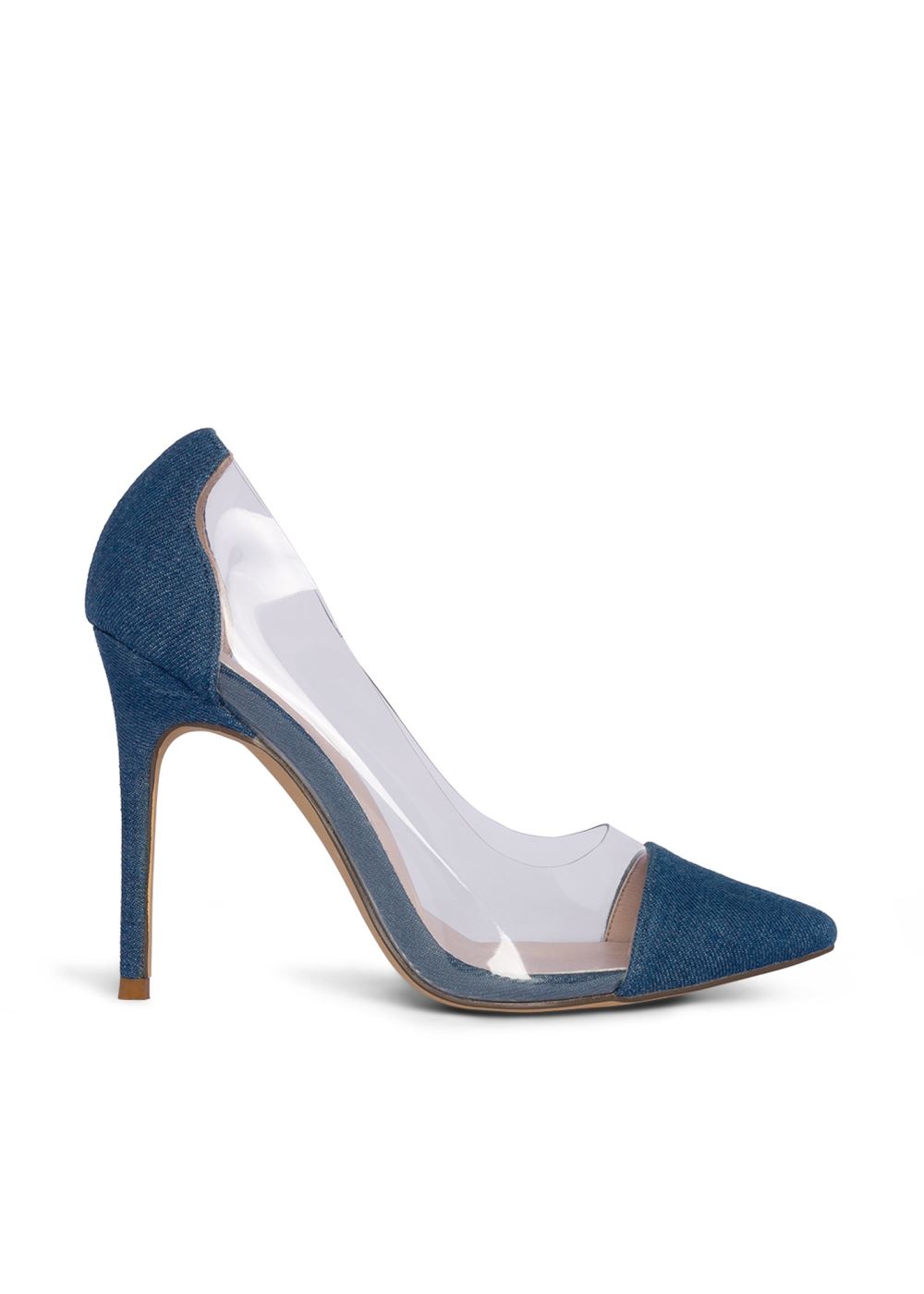 Venus Lucite Detail Heels in Denim Blue