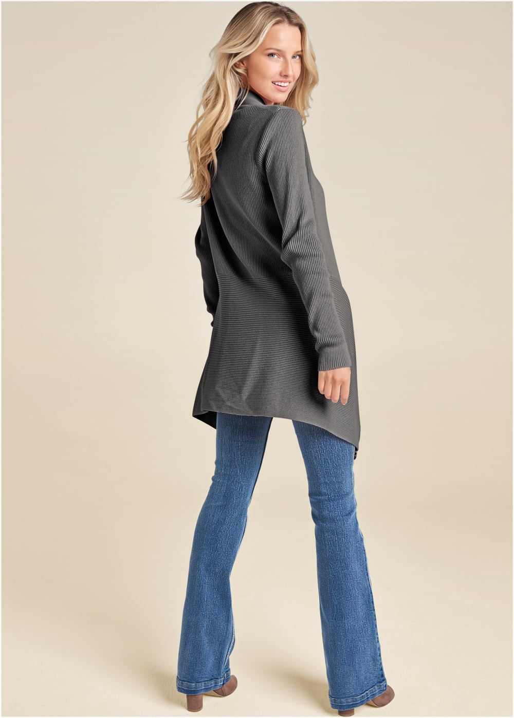 Venus VENUS | Waterfall Cardigan in Dark Grey