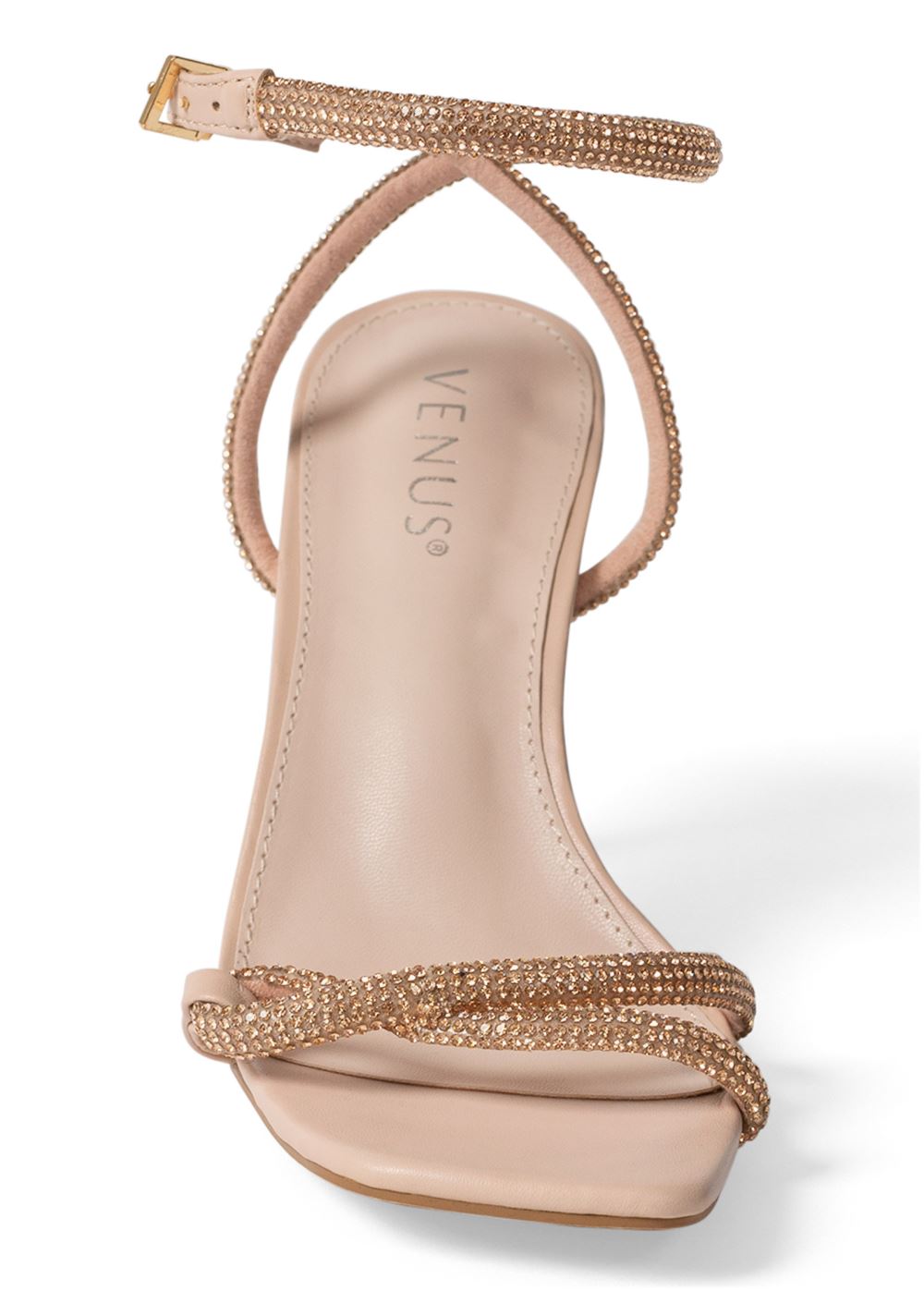 Venus Embellished Twist Heels in Pale Pink