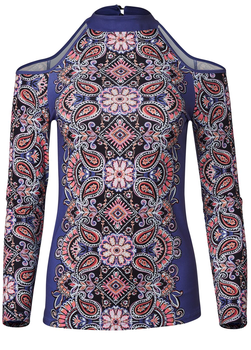 Venus Paisley Cold-Shoulder Top in Blue Multi