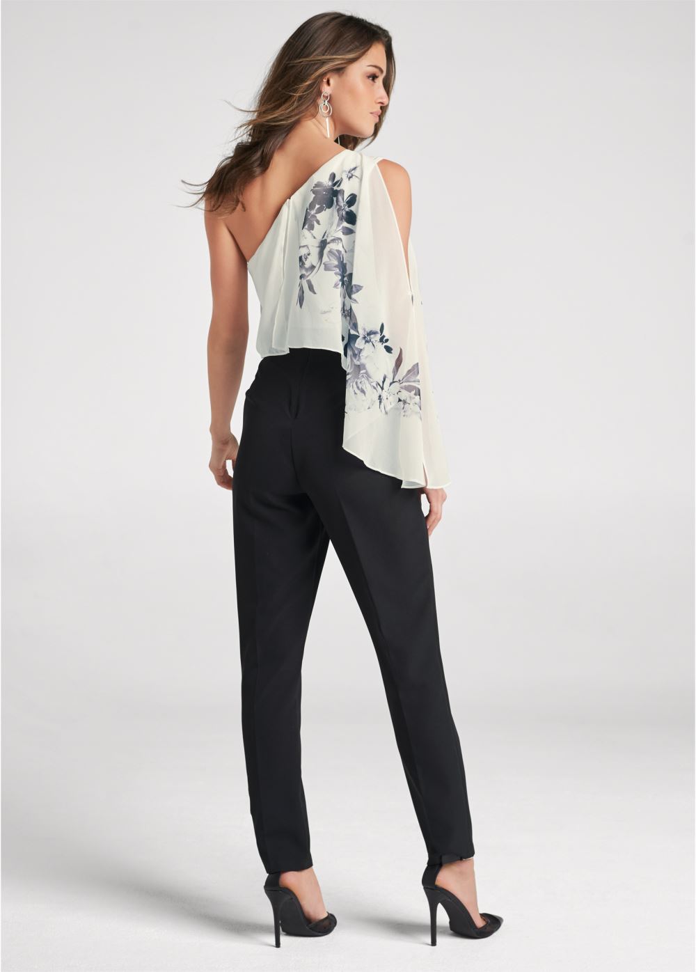 Venus One-Shoulder Jumpsuit in Black & White