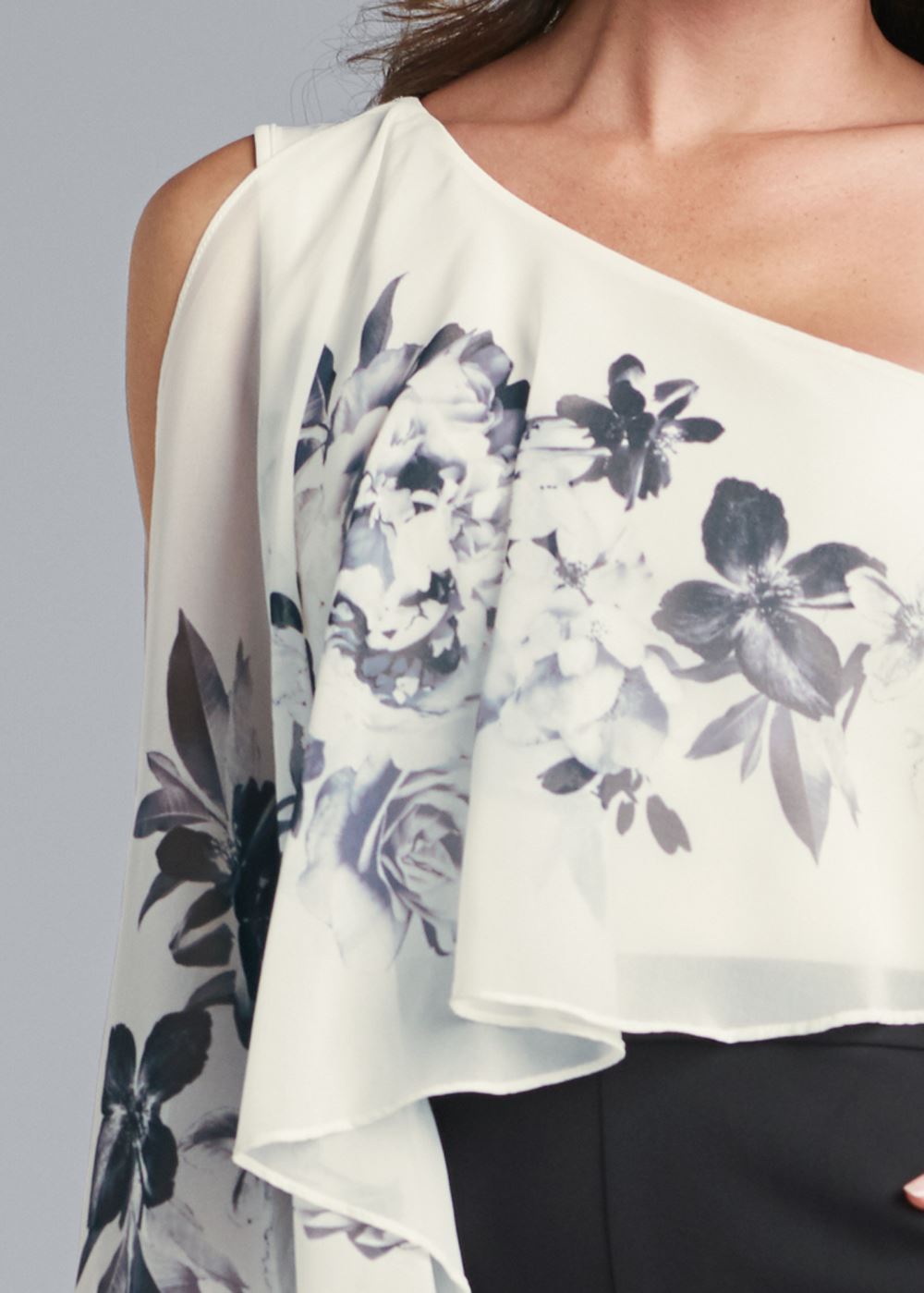 Venus One-Shoulder Jumpsuit in Black & White