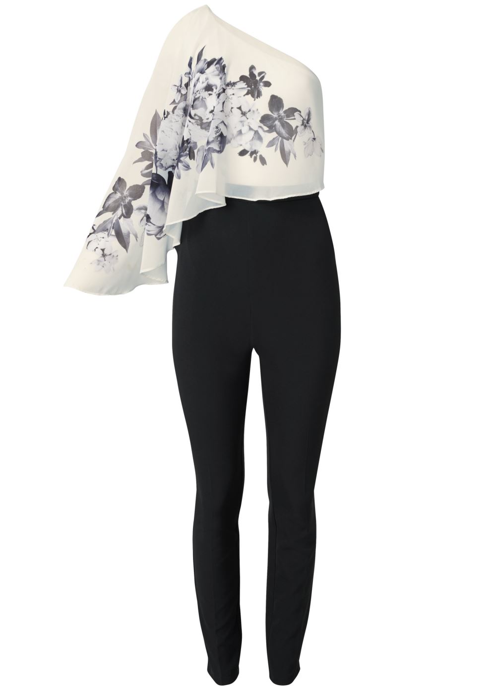 Venus One-Shoulder Jumpsuit in Black & White