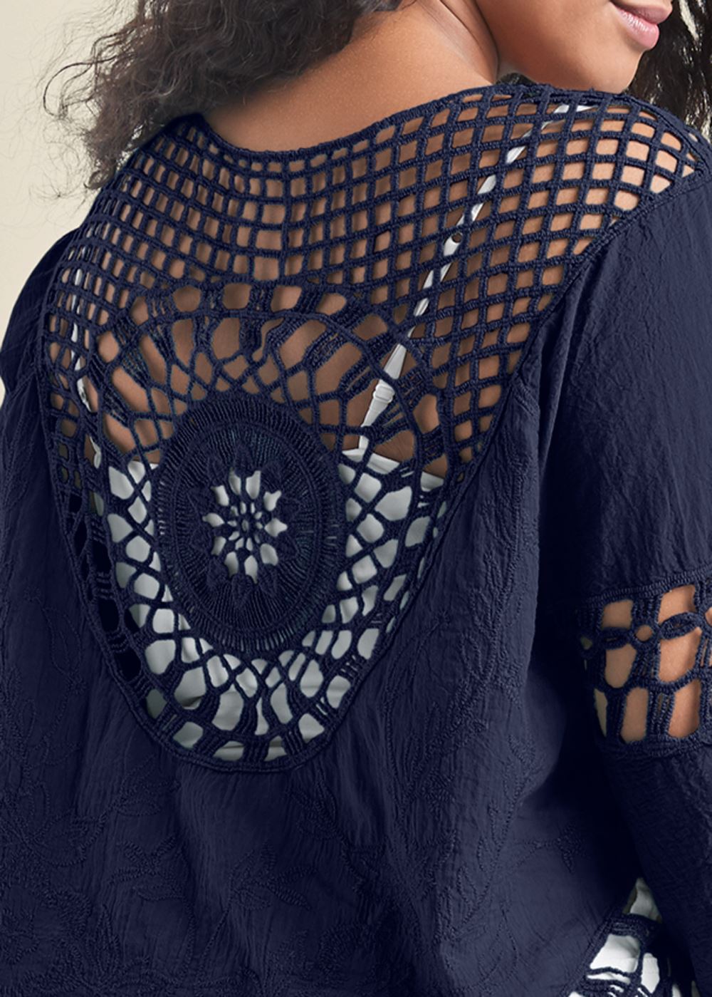 Venus Crochet Top in Navy