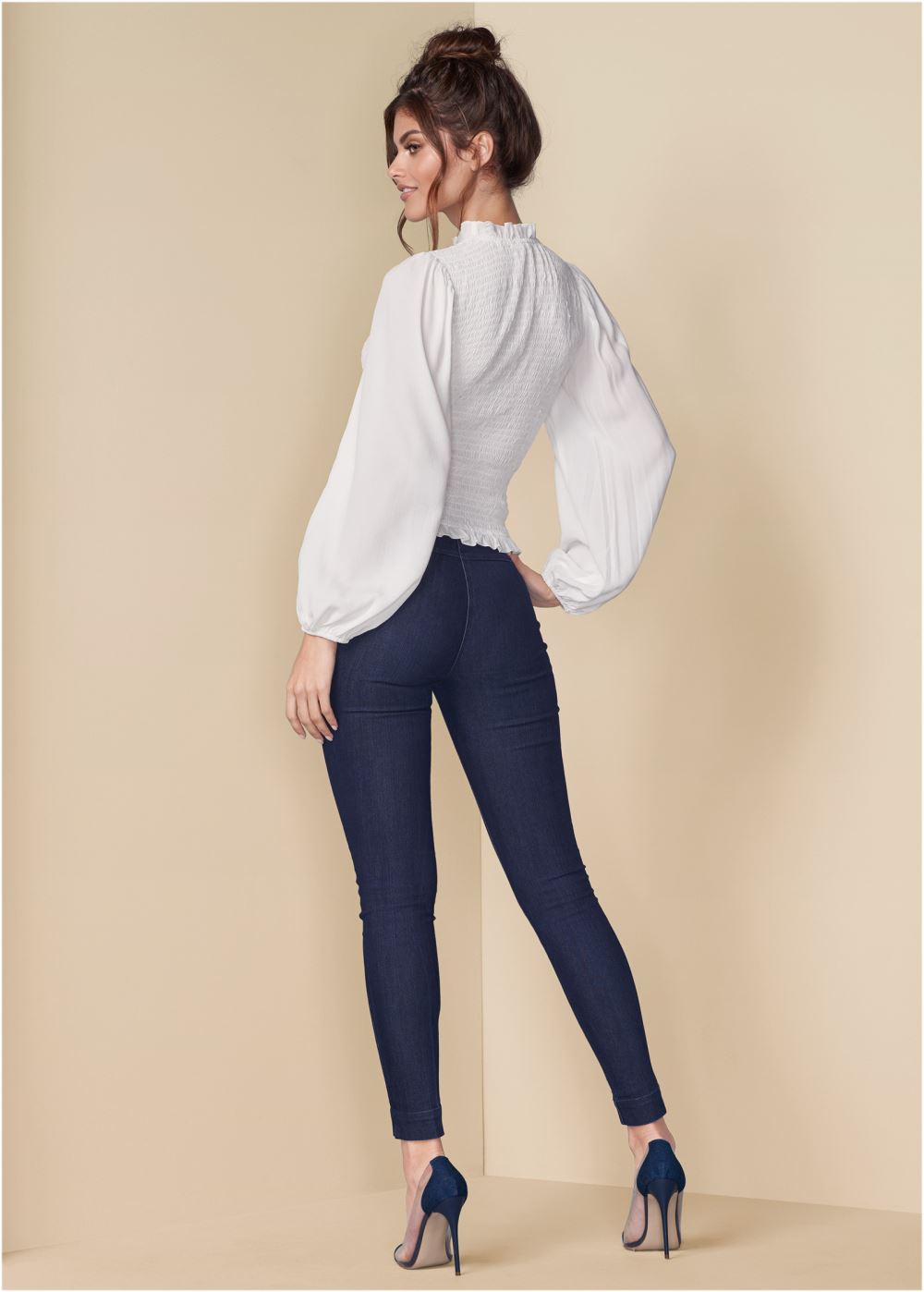 Venus Balloon Sleeve Blouse in White