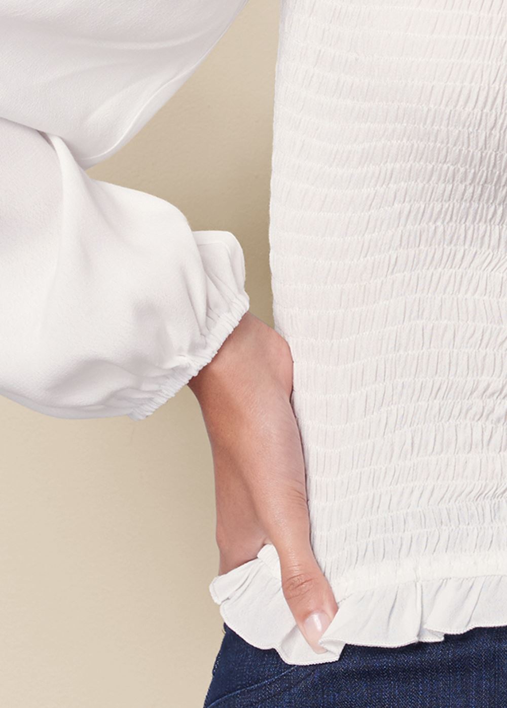 Venus Balloon Sleeve Blouse in White