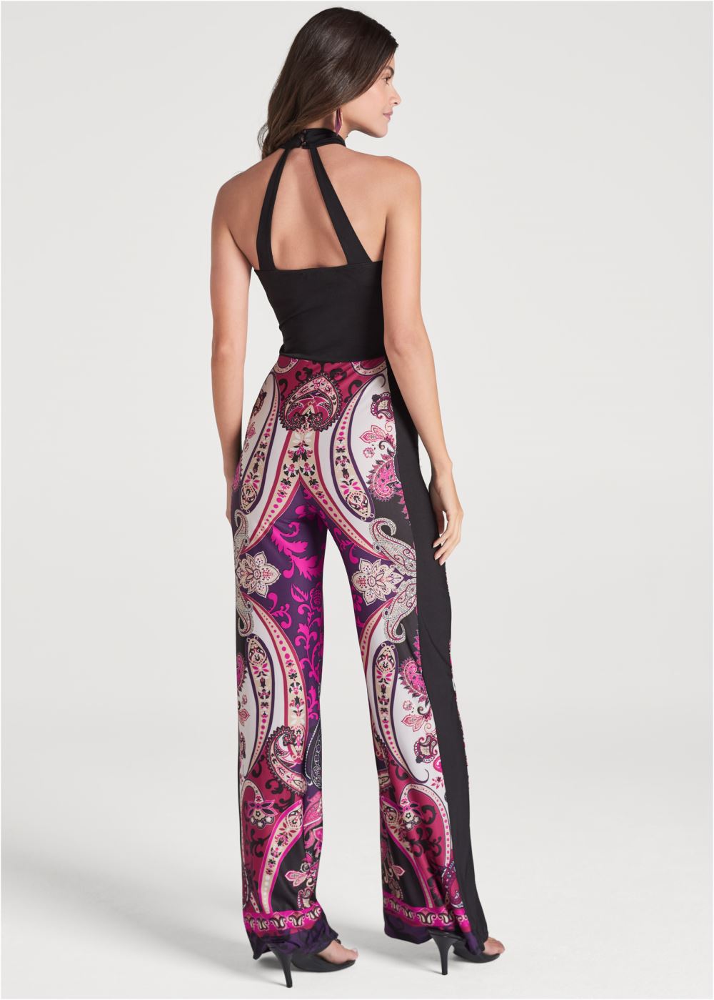 Venus Paisley Print Halter Jumpsuit in Pink Multi