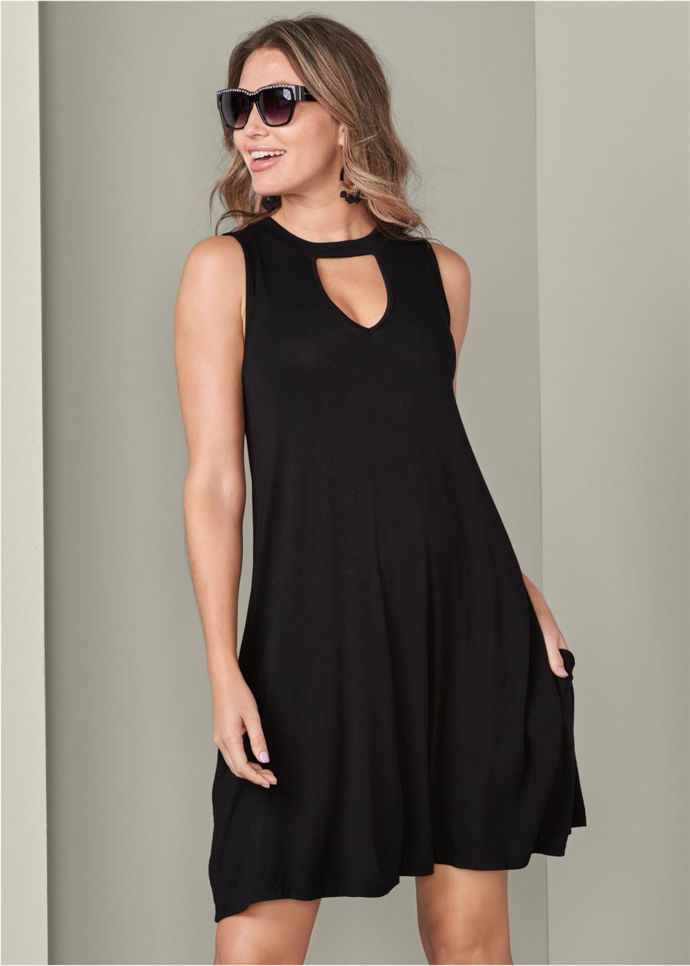 Venus Pocket Detail Casual Dress - Black