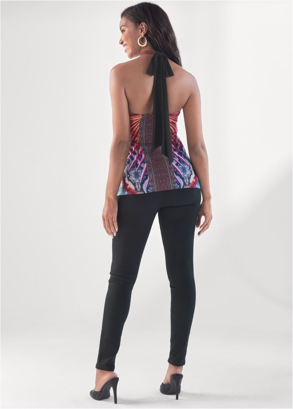 Venus Neon Jungle Mock-Neck Top in Pink Multi