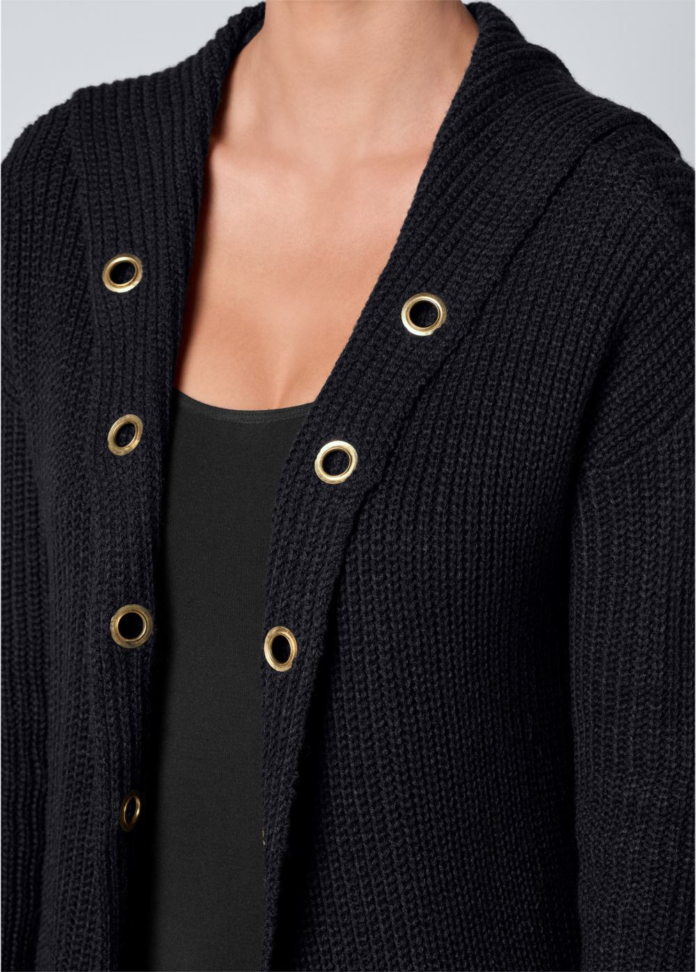 Venus VENUS | Grommet Detail Duster in Black