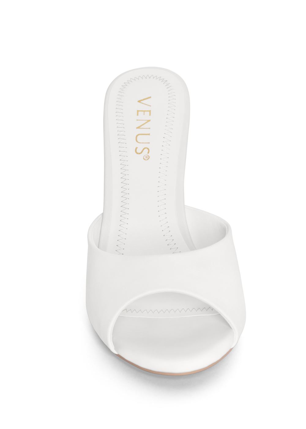 Venus Peep Toe Mules in White