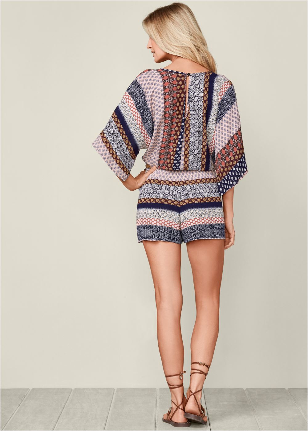 Venus Mixed Print Romper in Navy Multi