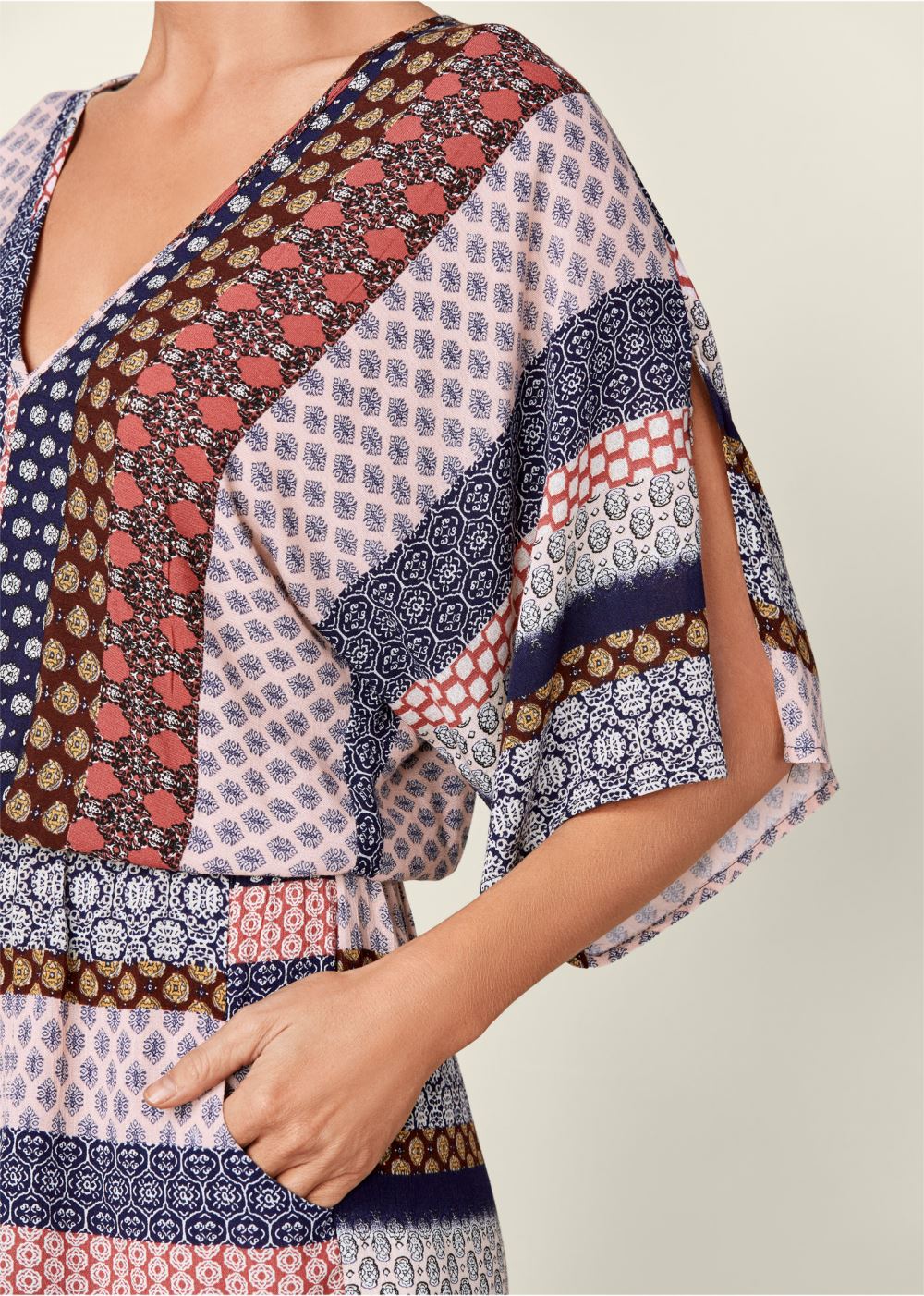 Venus Mixed Print Romper in Navy Multi
